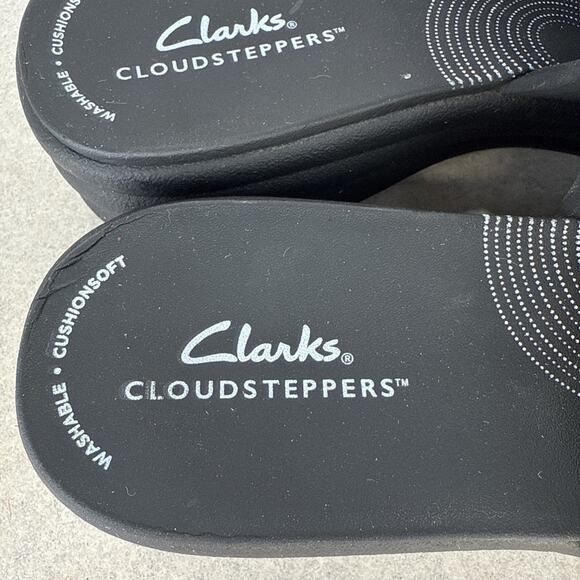 Women’s‎ Clarks Cloud Steppers Drift Twist Black Sandals Slip On Size 7 - Picture 8 of 10